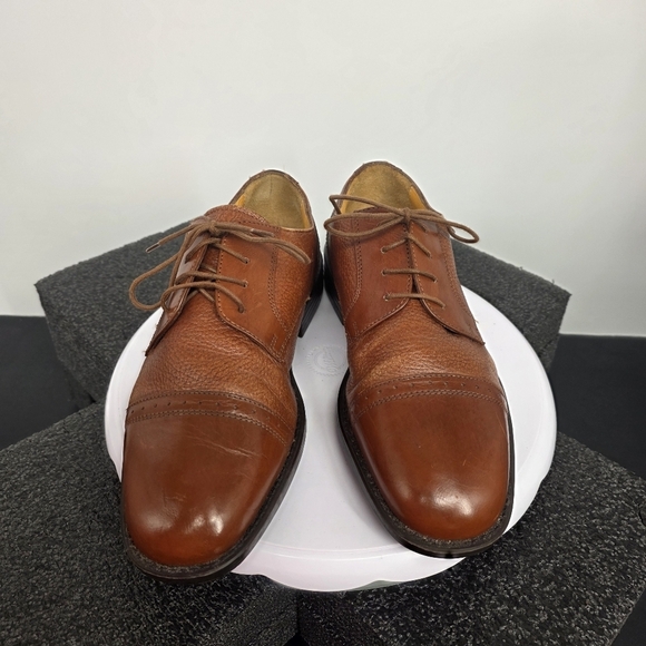 Stanley Blacker Couture Tan Pebbled Leather Cap Toe Oxfords 8 W Shoes main image 8